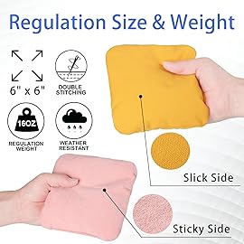 EunHo Dual Sided Cornhole Bags Regulation Set of 8 Professional Cornhole Bean Bags Slick and Stick for Tossing Game-All Weather