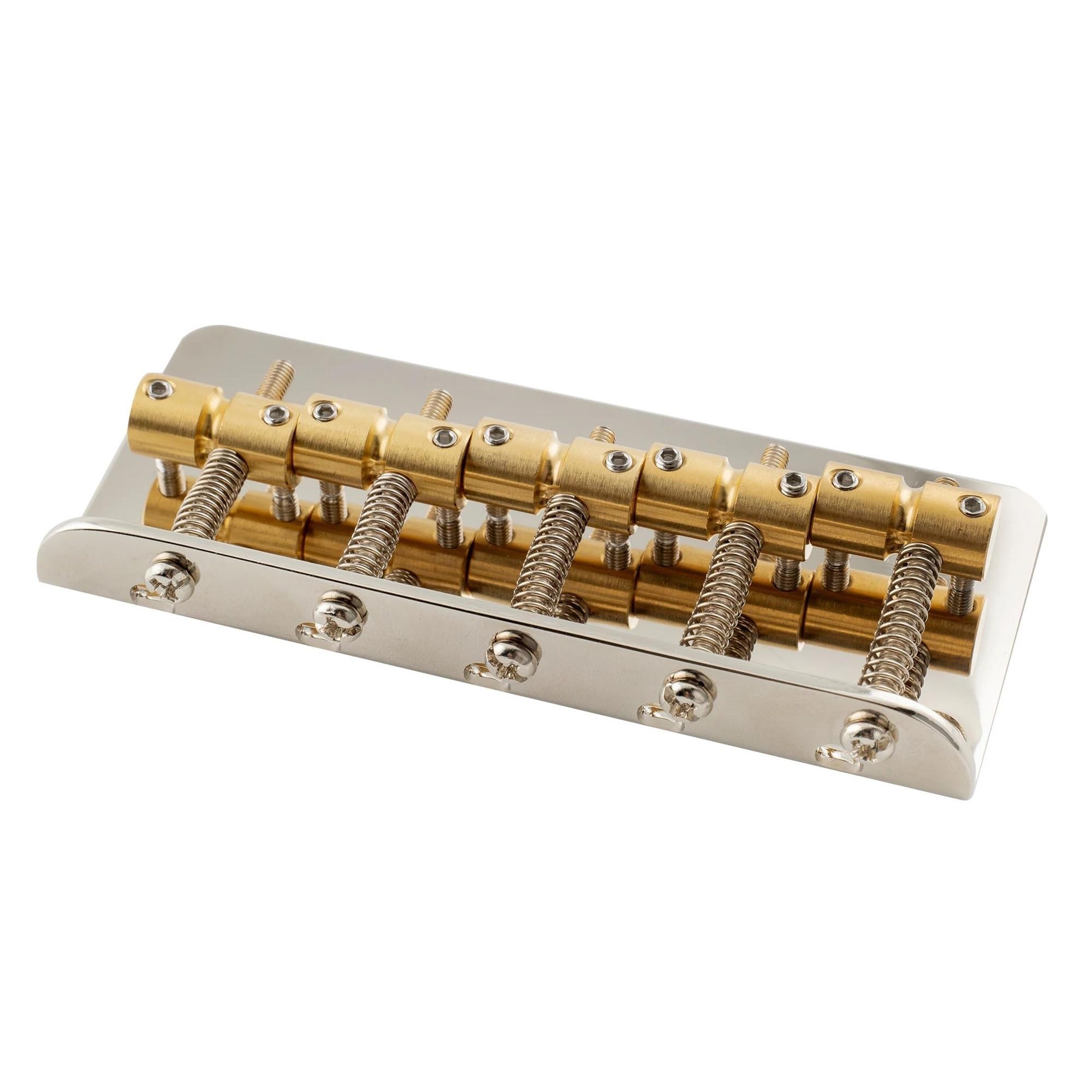 Puente Para Bajo Clásico Estándar De 5 Cuerdas De 18 Mm Con Monturas De Latón Y Placa Base De Acero Puente De Guitarra Profesional(Nickel)