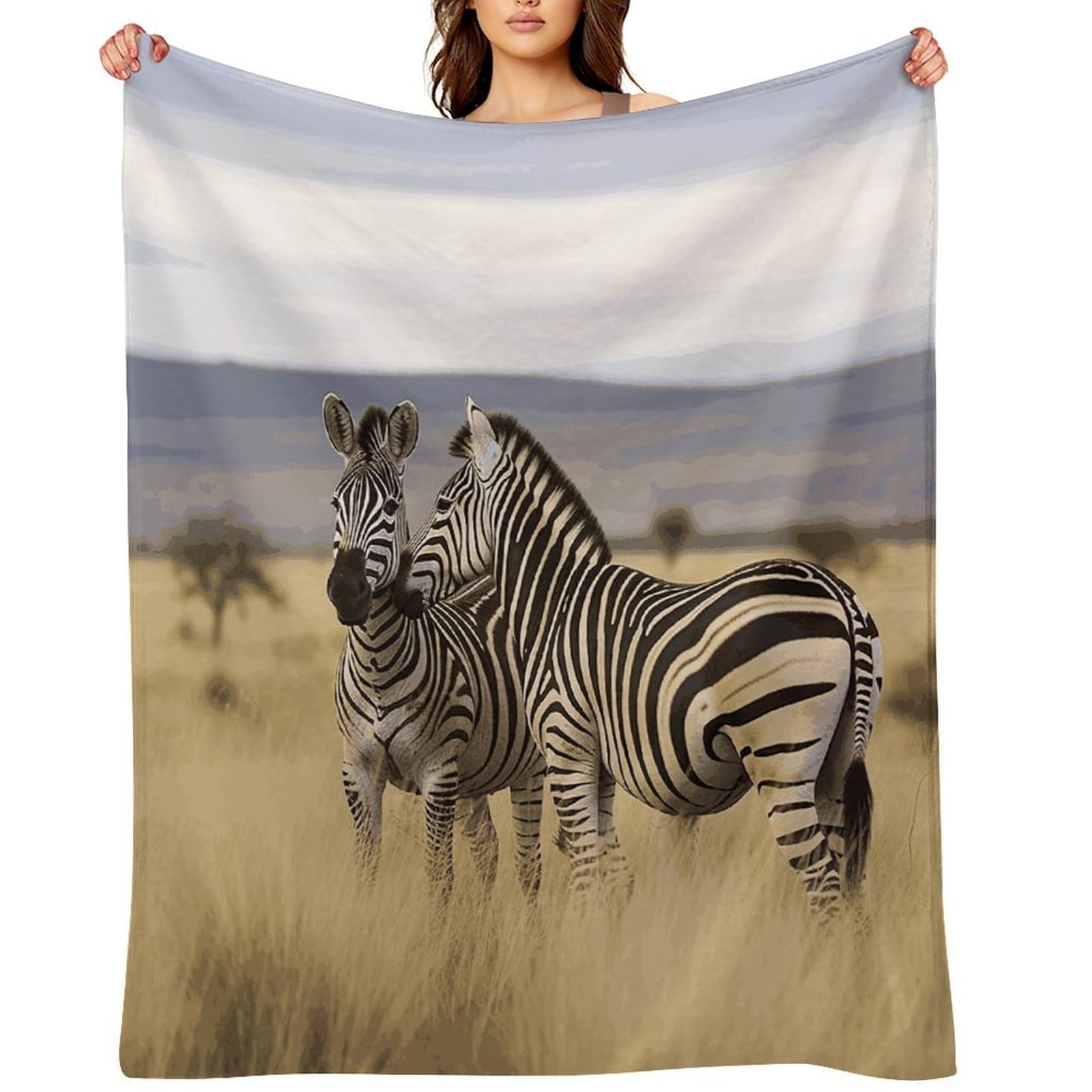 Flannel Zebras on South Africa Throw Blanket for Couch Super Soft Fuzzy Cozy Flannel Blankets No Shed No Pilling FAnti-Static Winter Bed Blanket Decorative and Giftable Blankets