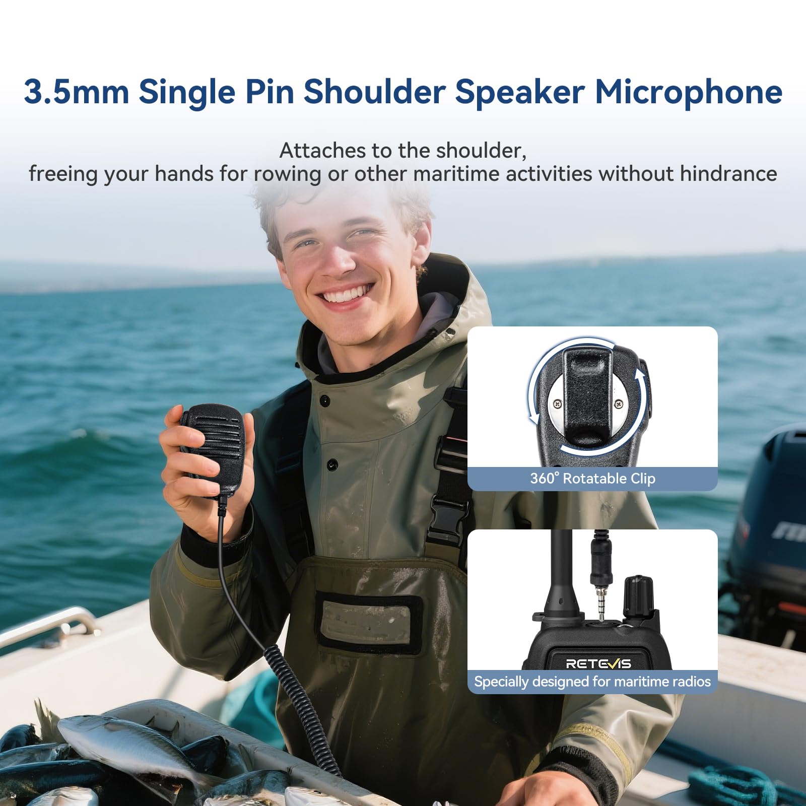 Retevis RM15 VHF Marino Walkie Talkie Portatile Galleggiante IP68 2000 mAh Batteria Schermo Due Colori 88 Canali Radio Bidirezionale per Barche Nero
