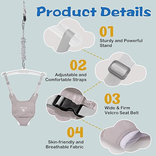 Miniatura 3 de G TALECO GEAR Jersey de bebé con gancho de techo para bebés y niños pequeños con cadena ajustable, gorilas para interiores y exteriores, puentes de