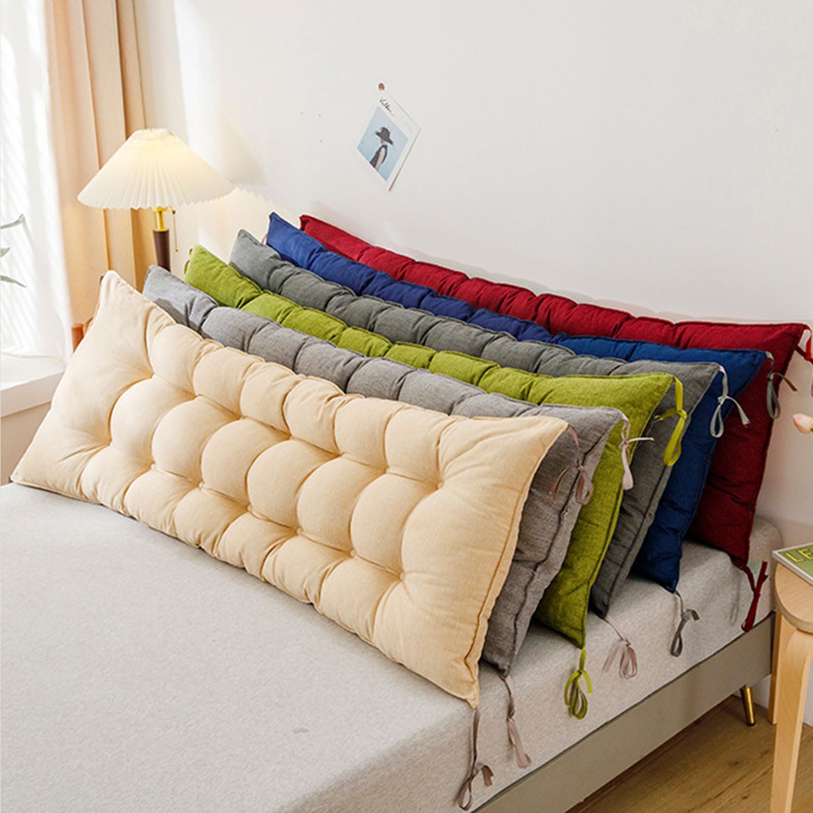 Almohada lumbar multifuncional para cama, cojín ergonómico de apoyo para la espalda para leer y relajarse, perfecto para cama, sofá, cabecero y sillón (110 x 50 x 10 cm, luz)
