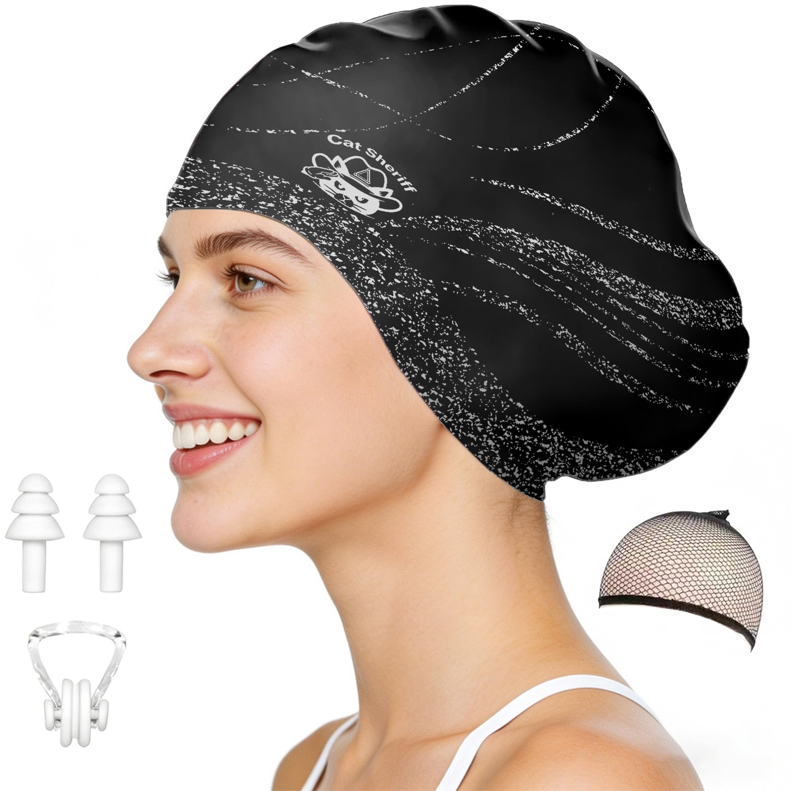 Extra-Large Swim Cap Durable Silicone Material with Waterproof Ear-Covering Design Ideal for Long, Thick Curls, Dreadlocks, Braids, and African Hairstyles