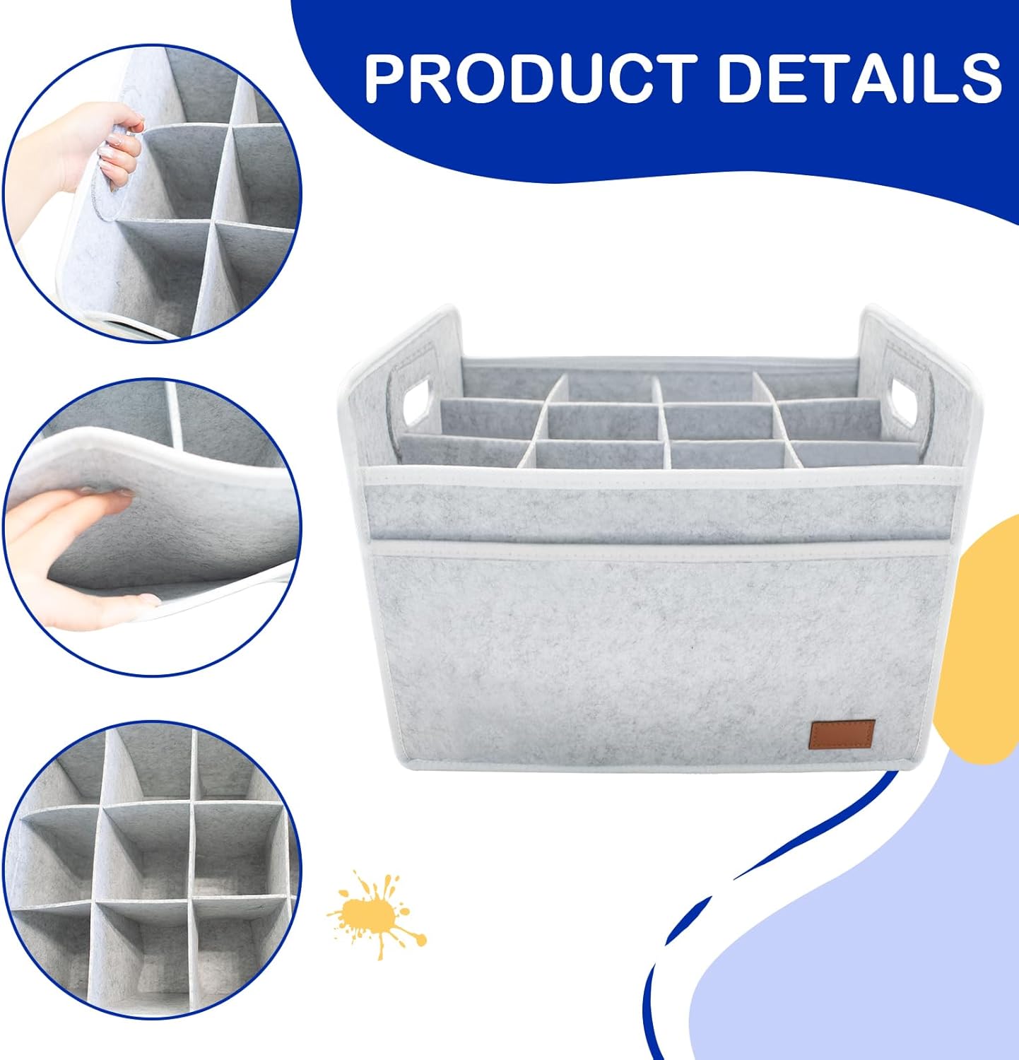 12ボトルワイントートバッグ、15 x 12.6 x 10.6インチ 折りたたみ式断熱断熱パッド付きフェルトビールトート、再利用可能