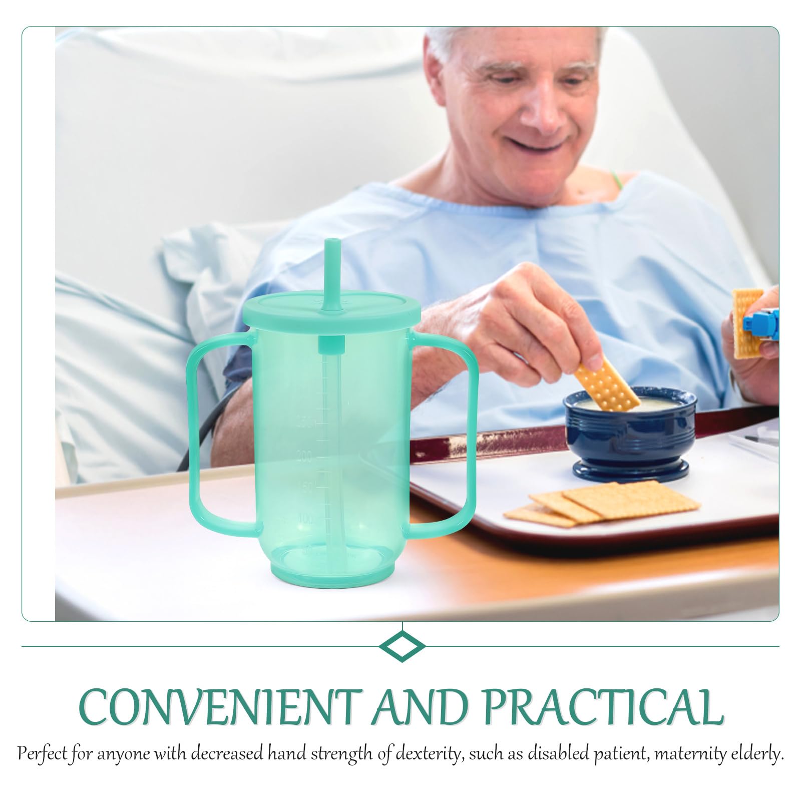 iplusmile Taza para Sorber para Adultos con 2 Asas Vasos De Plástico para Personas Mayores Discapacitadas Vasos para Disfagia A Prueba De Derrames Ayuda para Vivir Taza De Hospital con Tapa