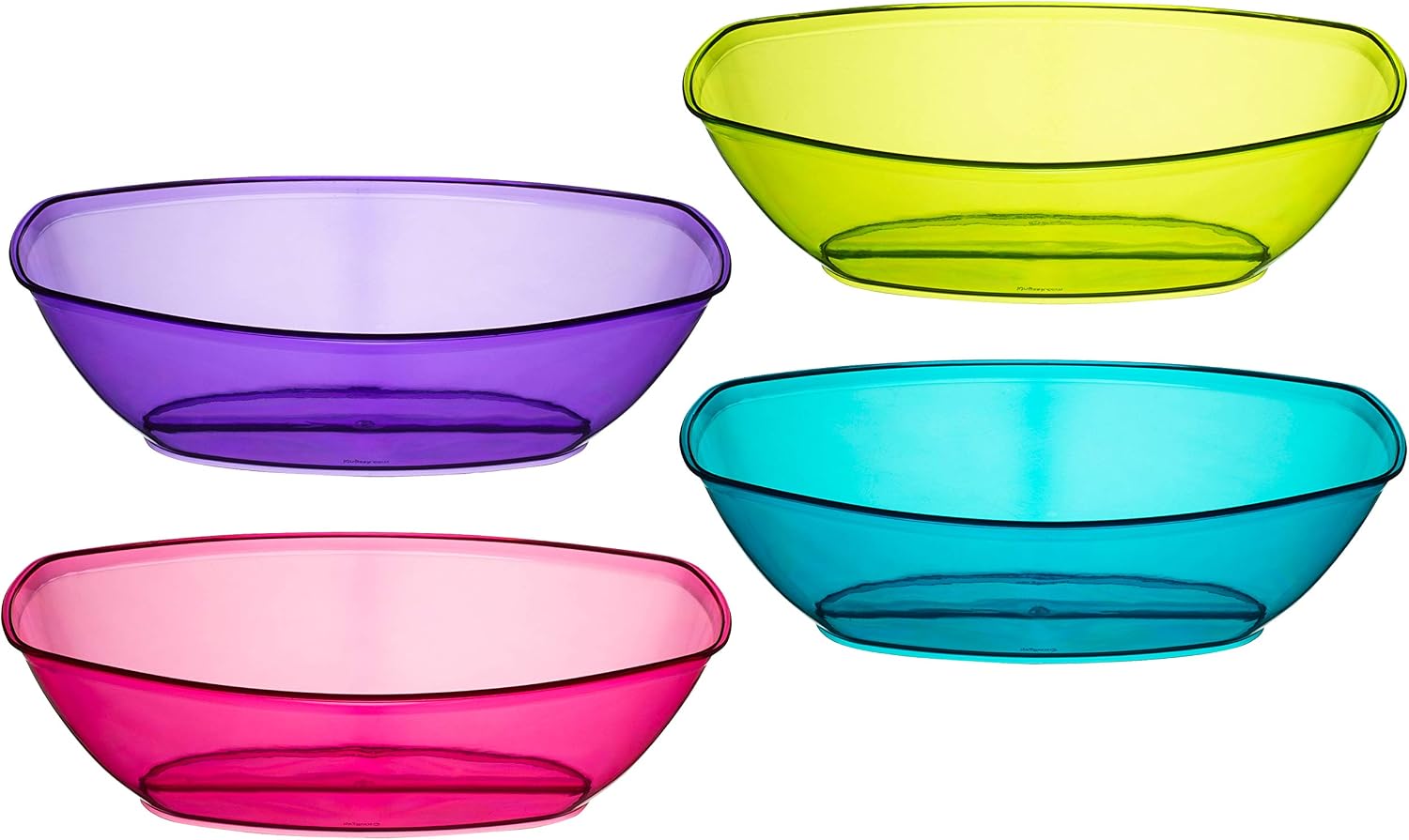 Plastic Contoured Serving Bowls,-4 Pack, Party Snack or Salad Bowl, 80-Ounce, Assorted Colors