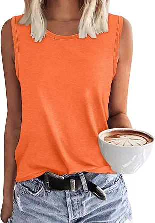 KISSMODA Womens Flora Print Tank Tops Ribbed Summer Shirt Sleeveless Summer Casual Women Blouses(S-3XL)