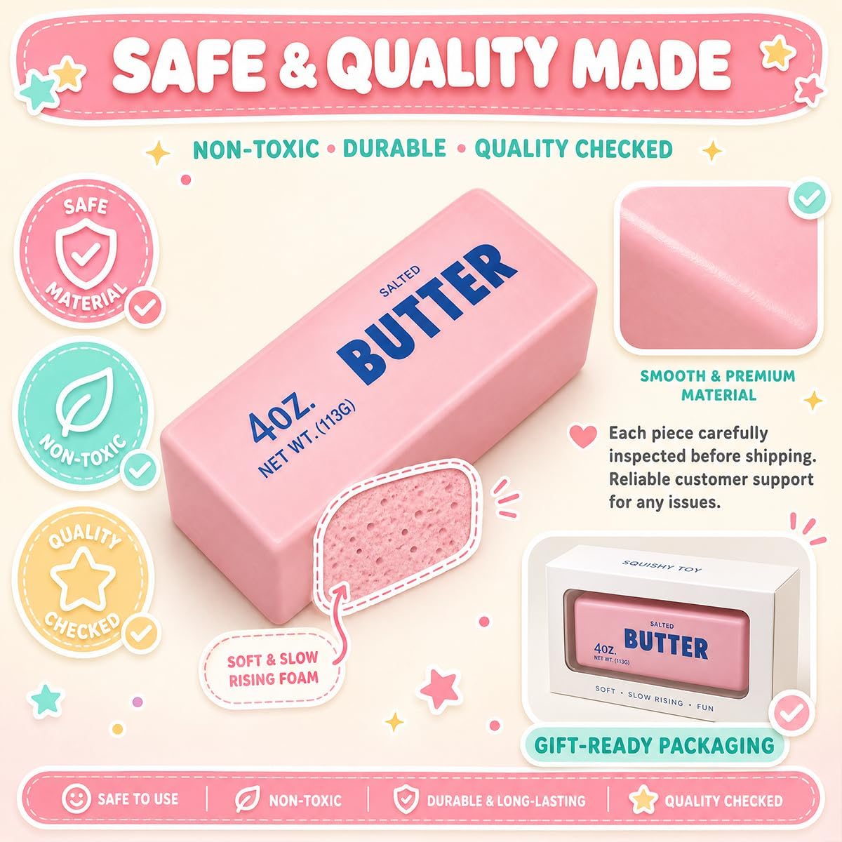2026New Crunchy Butter Squishy Toys 2Pack (Pink+Blue)