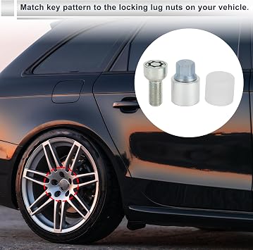 Vehicle Wheel Lock Lugnut with Bolt Kit for Audi A4L A5 A6L Q2L Q3 Q5 Q7 A8 Type x Anti-Theft Screw Nut Removal Key Socket 1 Set