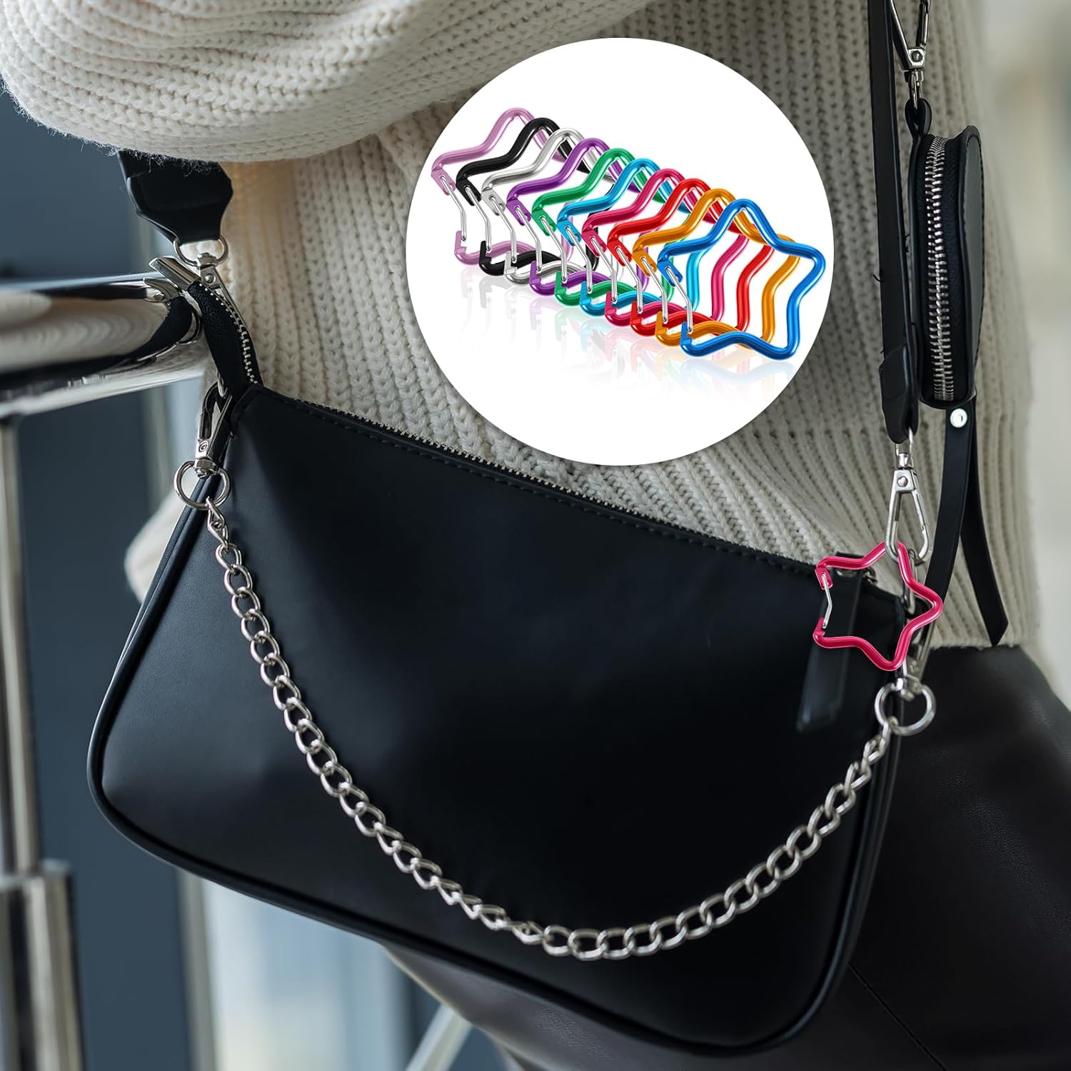 10PCS Cute Carabiner Clips Star Carabiner Multicolor Aluminum Shaped Spring Snap Hook for Outdoor Fishing Hiking Traveling Keychain Backpack - Image 7