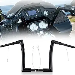 Guidão preto brilhante 3,5 cm Fat 40.6 cm Rise para Harley Touring Road Glide FLTRX Custom/FLTRXS Special/FLTRU Ultra Models 2015-2023