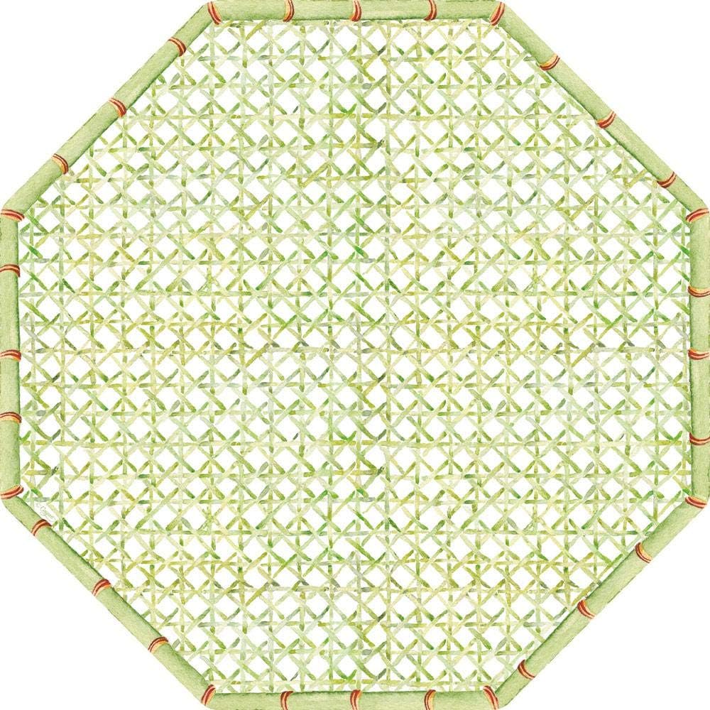 Caspari Trellis Die-Cut Placemat – Single Octagon-Shaped Placemat, 13.75” – Vinyl-Coated, Reusable & Wipe-Clean – Handcrafted Table Mat for Dining & Entertaining
