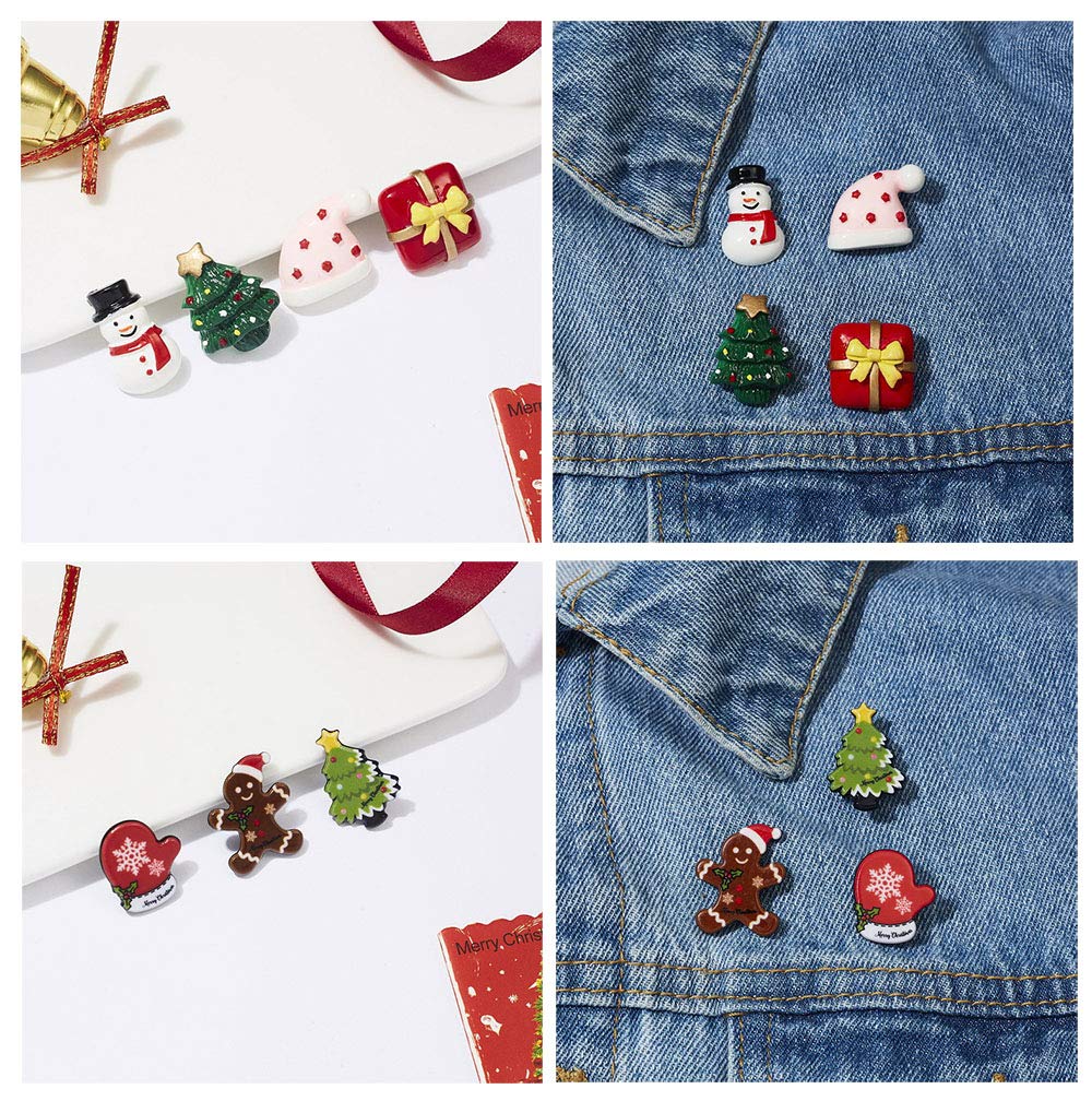 LOLIAS Weihnachts-Broschen Set – 6/9 Stück Mit Weihnachtsmann, Rentier, Schneeflocken | Emaille-Broschen Für Kleidung, Mütze, Schal Als Party-Deko