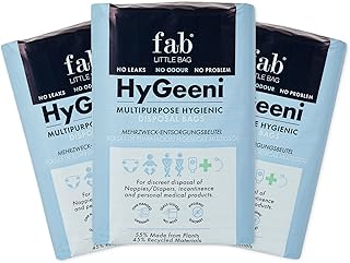 Fab Little Bag HyGeeni Nappy Disposal Bags, 150 Pack - Multipurpose Sanitary Bags for Nappies, Adult Nappies, Incontinence, Medical Waste, Ostomy Bag - No Mess, No Odour - Eco-Friendly