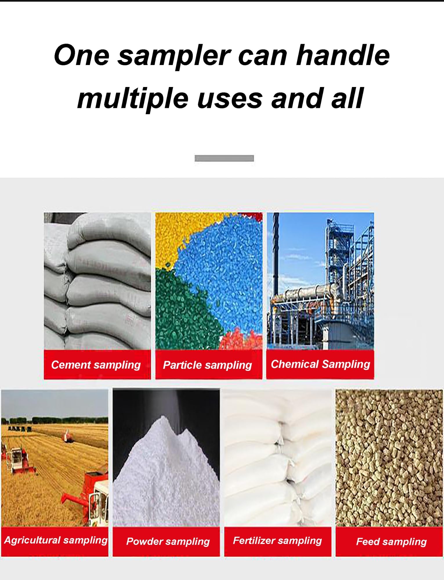 Tubo campionatore stratificato in acciaio inossidabile per campionamento di polveri e cereali multi-formato in cemento, ceneri volanti, farmaci e cereali