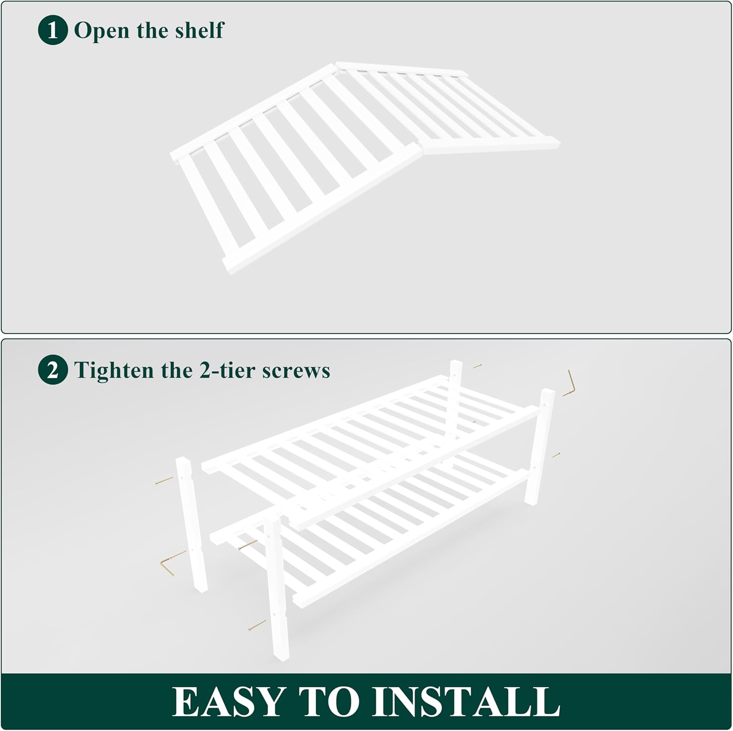 Smiry Bamboo Shoe Rack for Closet, 2 Tier Wooden Stackable Shoe Organizer, Free Standing Shoes Storage Shelf for Entryway, Front Door Entrance, White