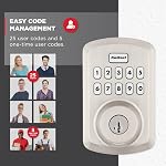 Kwikset Powerbolt 250 10-Button Keypad Satin Nickel Transitional Electronic Deadbolt Door Lock, Featuring Convenient Keyless Entry, Customizable User Codes, Auto Locking