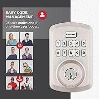 Vista 4 de Kwikset Powerbolt 250 10-Button Keypad Satin Nickel Transitional Electronic Deadbolt Door Lock, Featuring Convenient Keyless Entry, Customizable