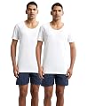 Jockey 8817 Men's Super Combed Cotton Round Neck Half Sleeved Vest with Extended Length for Easy Tuck (Pack of 2)_White_