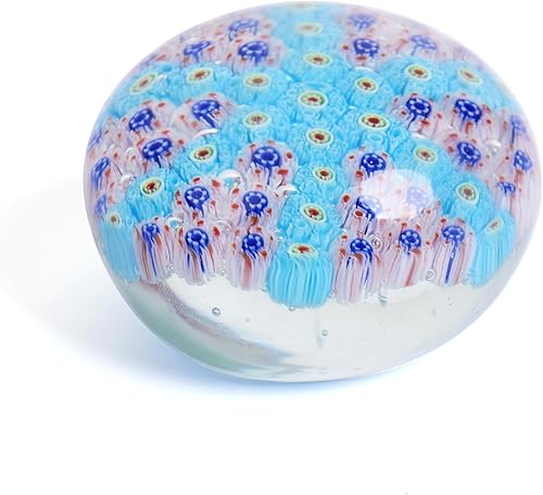 YAOYUAN - Pisapapeles de vidrio hecho a mano, hermosa figura de flores, accesorio de escritorio único para el hogar u oficina (estrella de mar azul,