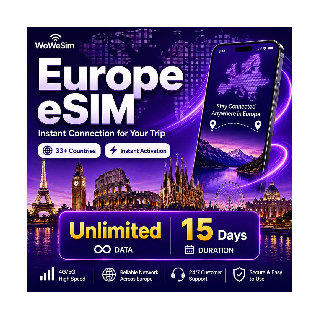 Europe eSIM Unlimited - 15 Days 5G LTE Hotspot No Physical SIM