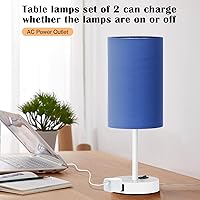 Vista 7 de ZJOJO Juego de 2 lámparas de mesa para dormitorio, lámparas pequeñas de noche con interruptor basculante regulable de 3 vías y toma de corriente