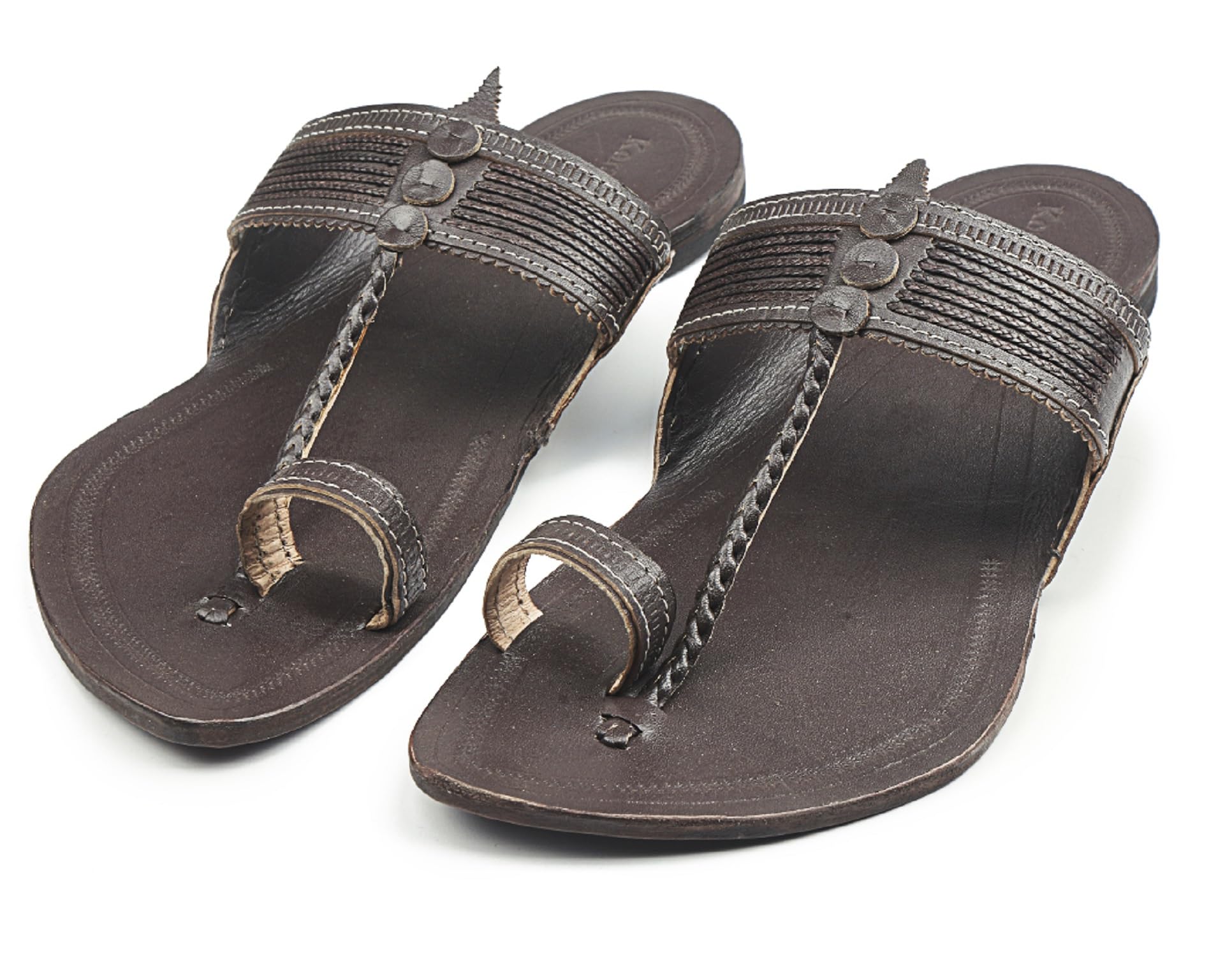 KORAKARI Mens Original Kolhapuri Chappal Stylish Durable Seven Leather Braids Smooth and Comfortable Flip Flops Anti Slip Sandals Traditional Indian Footwear (UK-11) Brown (B0BD7YP7L6) Amazon Price History, Amazon Price Tracker