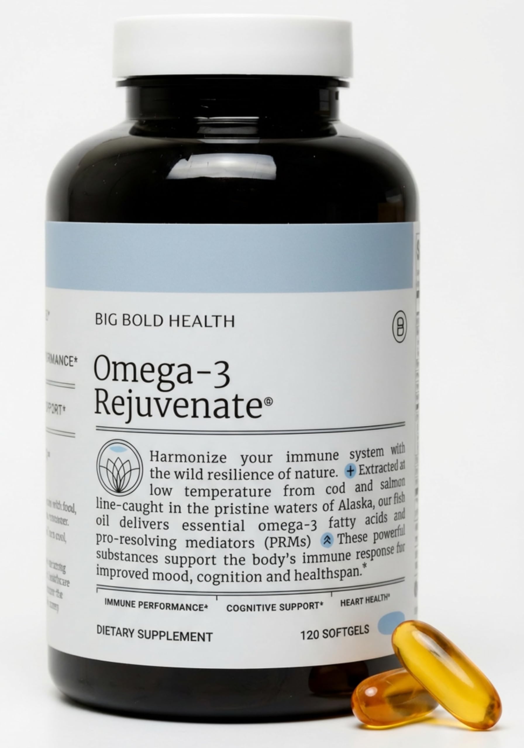 BIG BOLD HEALTH Omega-3 Rejuvenate Wild Alaskan Fish Oil Supplement with PRMs ⎹ EPA, DHA, & DPA Fatty Acids ⎹ Vitamins A and D to Support Immune Balance & Brain Wellness (120 Softgels)