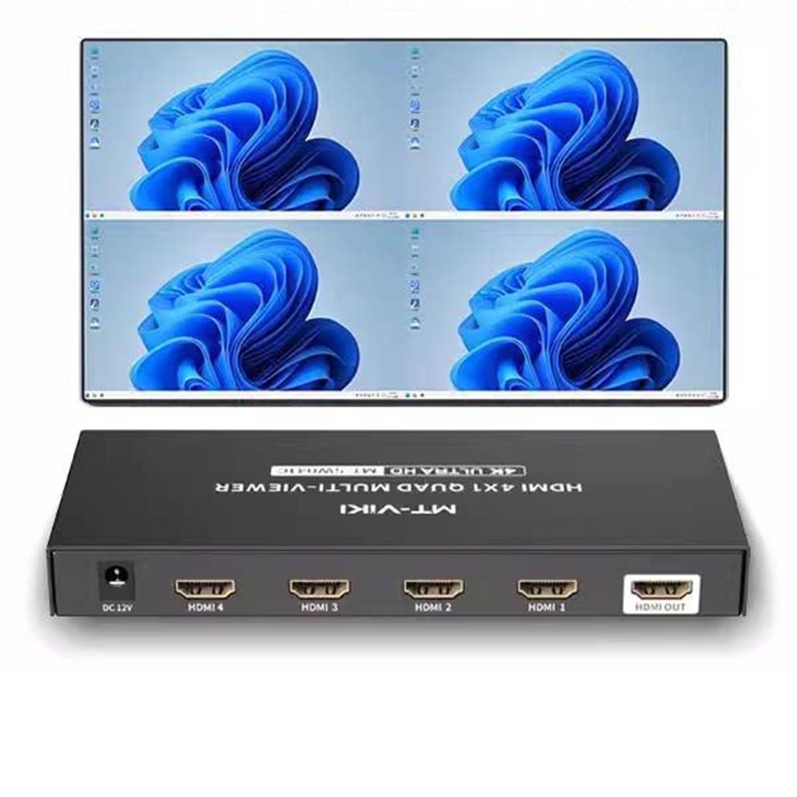 Distribuidor síncrono HDMI 4K con cuatro entradas para imagen y audio limpio