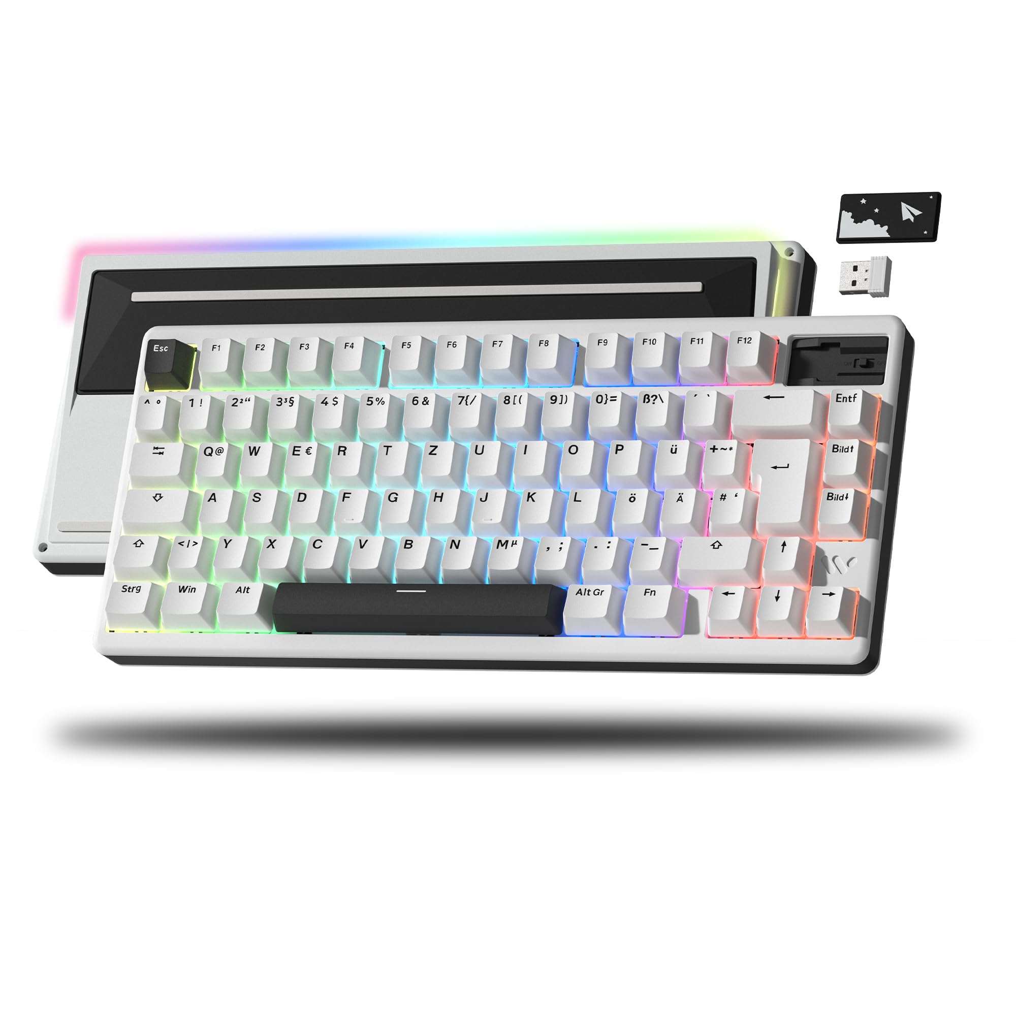 SK71 Pro Tastatur ISO DE, Aluminium, QWERTZ, Tri-Mode, Hot Swappable | Quick Release Wireless, Mechanische Tastatur Custom mit RGB Keyboard für Windows/Mac/PC