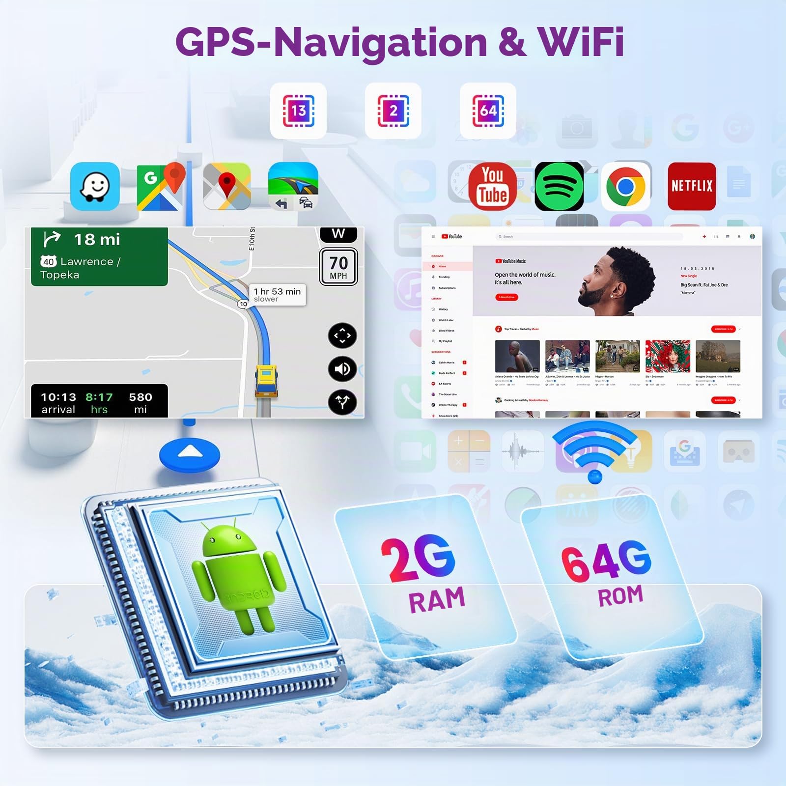 2G+64G Autoradio für FIAT Fiorino/Qubo/Citroen Nemo/Peugeot Bipper mit Carplay Android Auto, Hodozzy Android Radio 7 Zoll Touchscreen mit Navi WiFi Bluetooth DSP FM/RDS Radio mit Rückfahrkamera