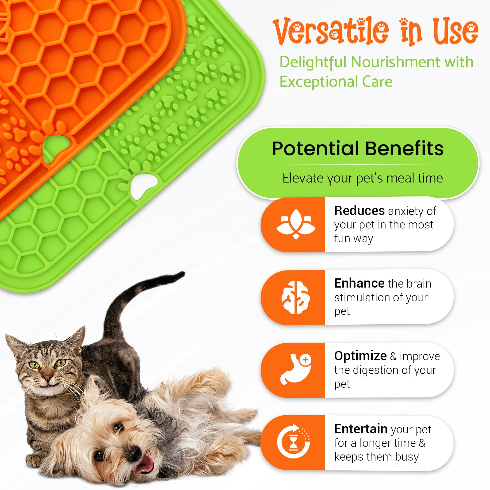 Whisker Paradise 2-Pack Washable Dog Lick Mat for Small and Large Dogs & Cats - Anxiety, Stress Relief, and Mental Stimulation Mat with Suction Cups - Frozen Feeding Cat Lick Pad 1