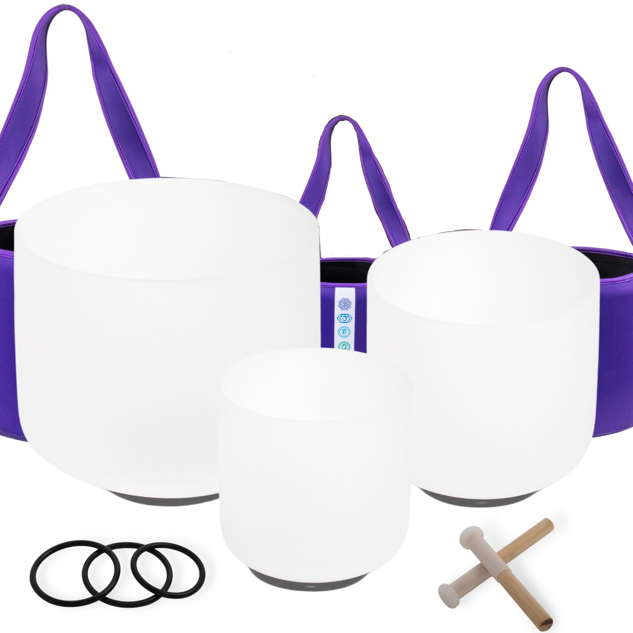 7" 8" 9" Crystal Singing Bowls Set - Sound Healing Bowls For Meditation, Yoga, Chakra With Travel Bag