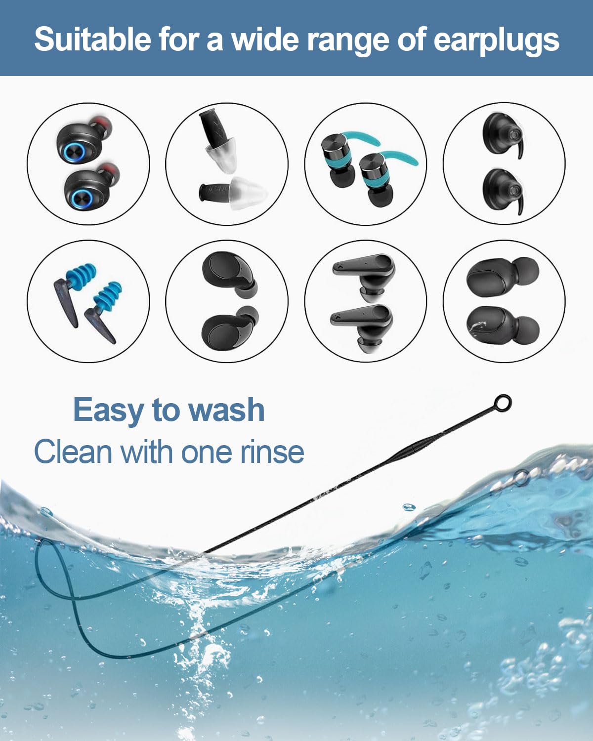 Cavi di collegamento per tappi per le orecchie, Adsorbimento magnetico, resistenti alla trazione, in silicone flessibile, con punte rimovibili, mantengono i tappi per le orecchie al sicuro
