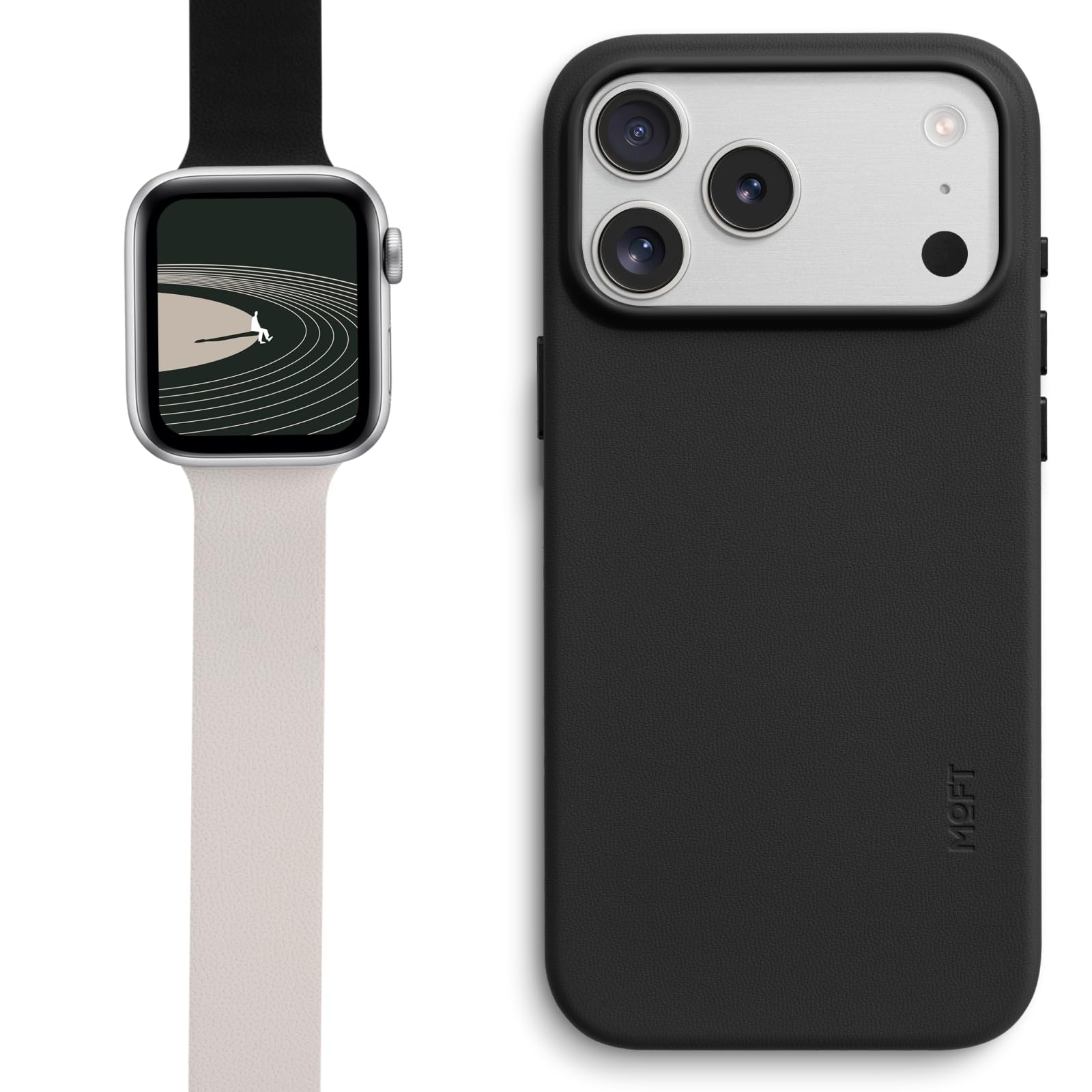 MOFT Snap Duo Watch Bands Compatible with Apple Watch 42mm(S3-1)/44mm/45mm/46mm/49mm Wake Vast Black x Stardust MOVAS Snap Case for iPhone 17 Pro Max Jet Black