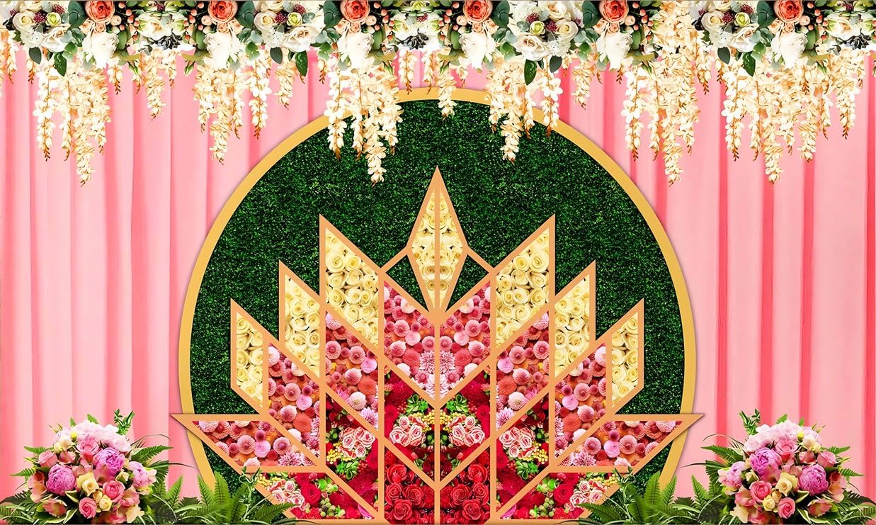 Backdropon Baby Shower & Pooja Decoration Design Backdrop Cloth for Pooja Decoration Traditional Background Curtain Cloth for Festival Size 5 Feet Height and 8 Feet Width(5 * 8)-picture-31