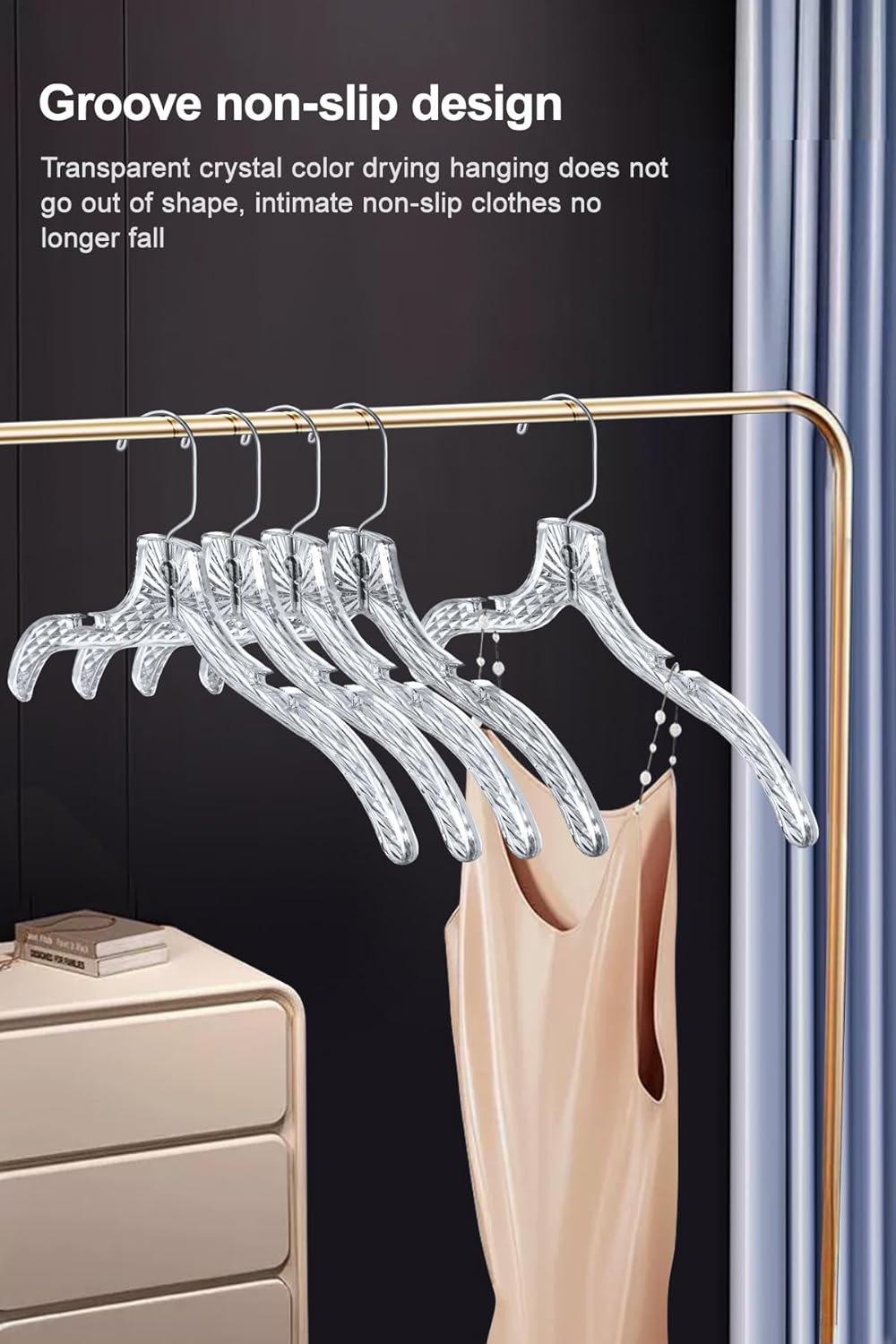 Crystal Cut Heavy Duty Nonslip Plastic Hangers 24 Pack - Invisible Dress Hangers for Suits