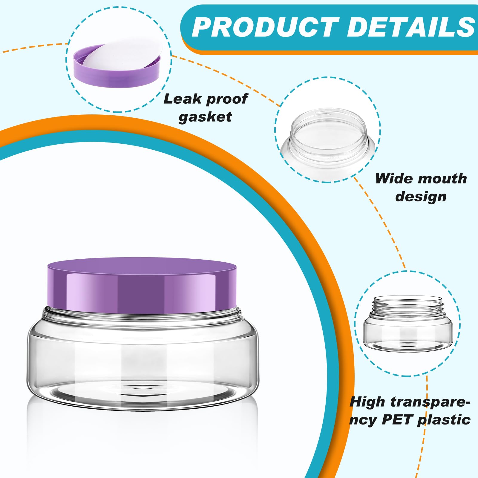 Tessco 24 Pack Plastic Jars with Lids Labels Plastic Containers Round Refillable Cosmetic Containers Empty Body Butter Jars Sugar Scrub Containers for Cosmetics (Multicolor,5 oz)