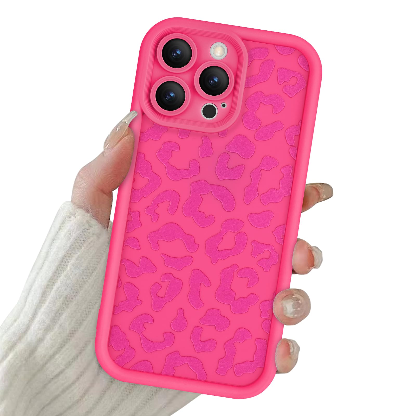 Newseego Case Compatible for iPhone 14 Pro Max, Aesthetic Leopard Print Styles Pattern Design Girls Women Phone Case Soft Slim TPU All-inclusive Lens Shockproof Cover for iPhone 14 Pro Max-Hot Pink