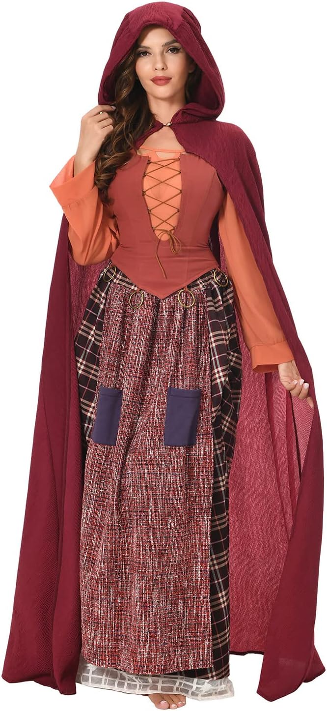 Cosplay Hooded Cloak Cape Sisters Halloween Costume Prop Women Men