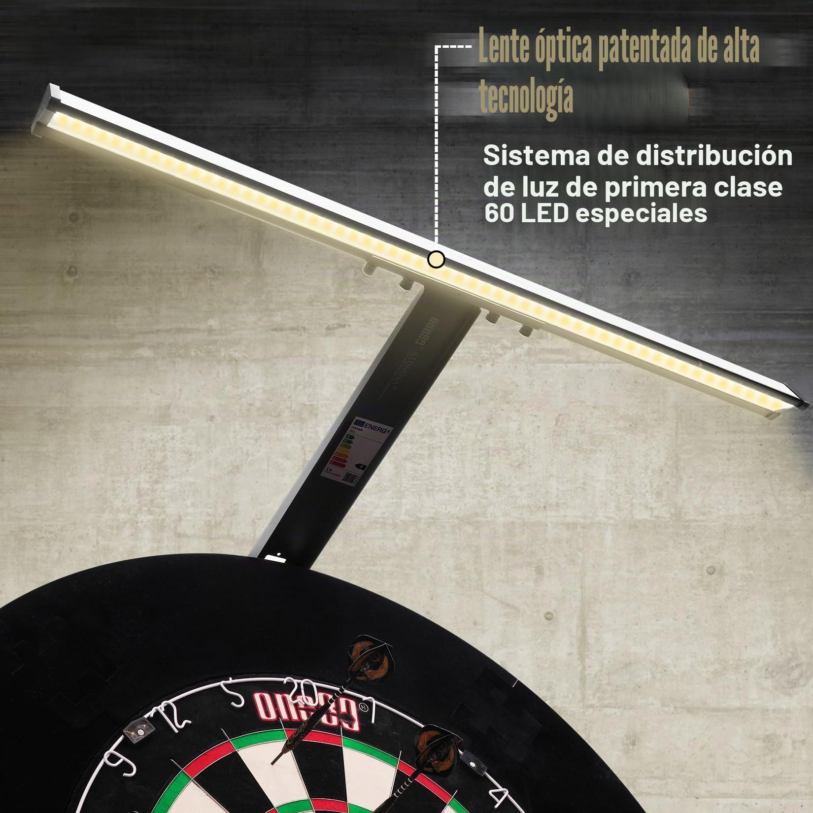 ONE80 Iluminación LED para diana de dardos Illumina para diana de corcho, diana electrónica, sistema de iluminación para diana, sistema de iluminación con marca pequeña
