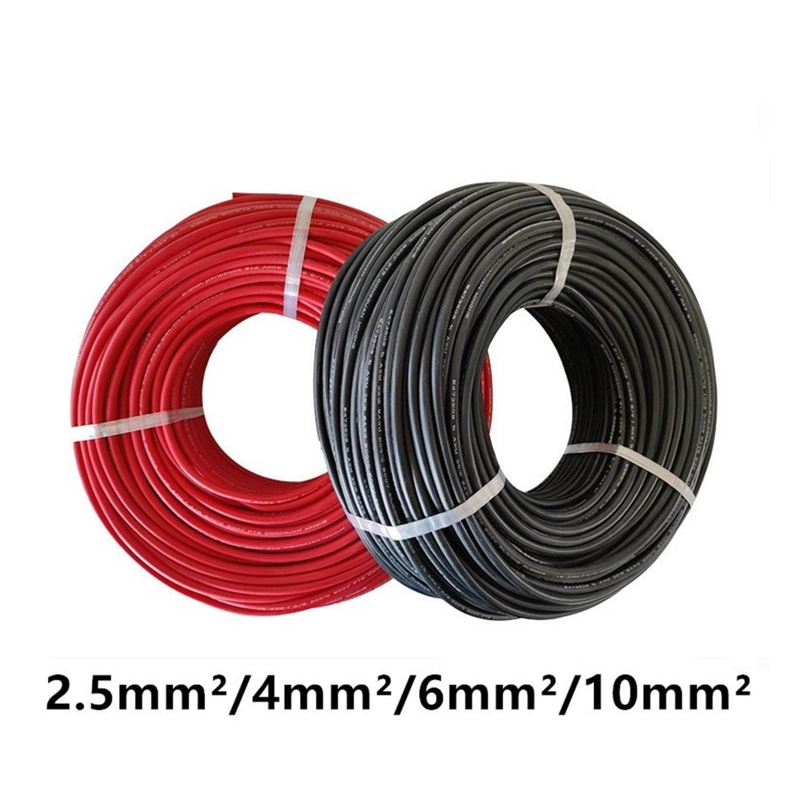 200 metros/rollo 2,5 mm2 4 mm2 6 mm2 10 mm2 14/12/10/8AWG Cable Solar PV certificación TUV Cables fotovoltaicos de Color negro y rojo (Color : Black, Size : 6mm2-10AWG)