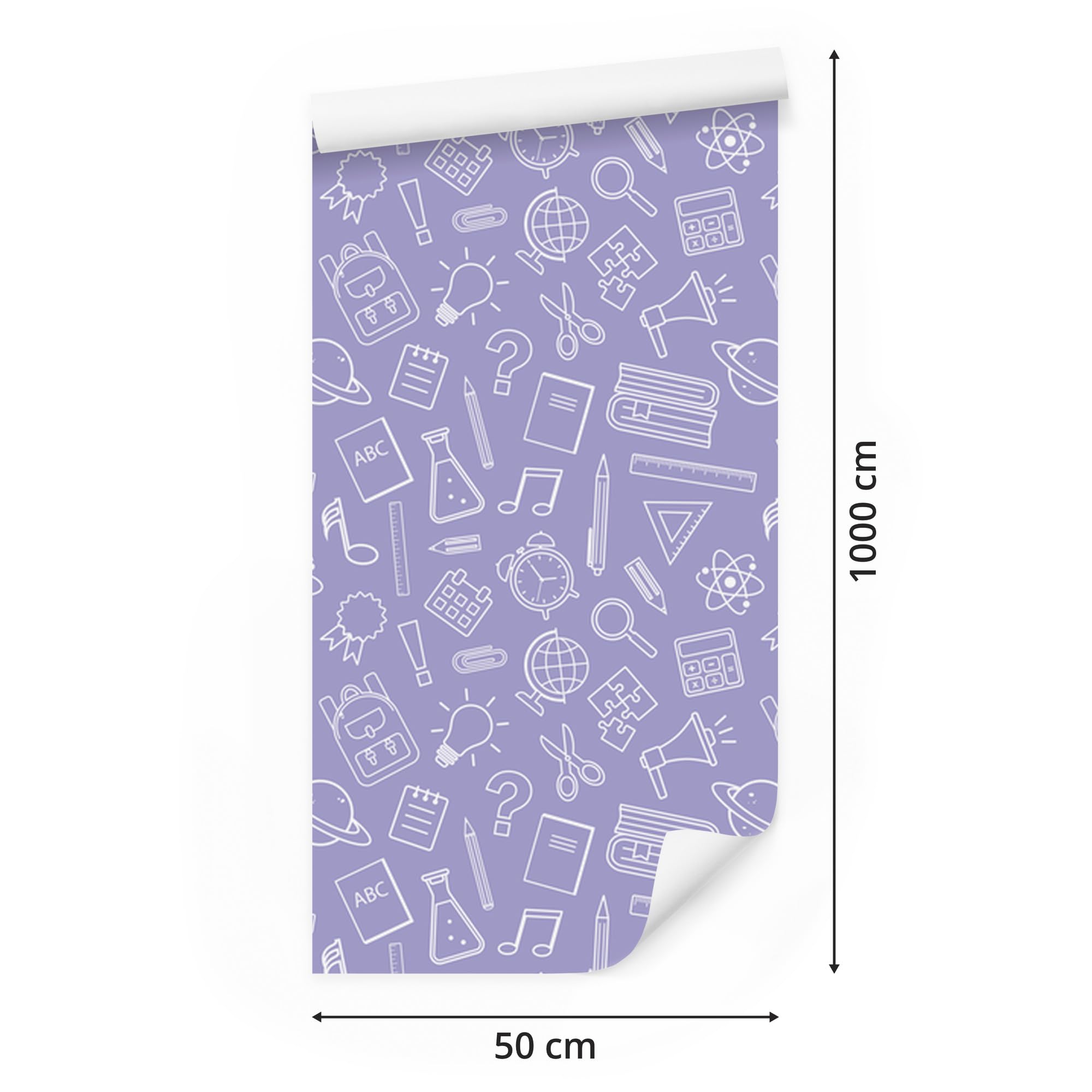 Papier peint intissé Fournitures scolaires 50×1000 cm