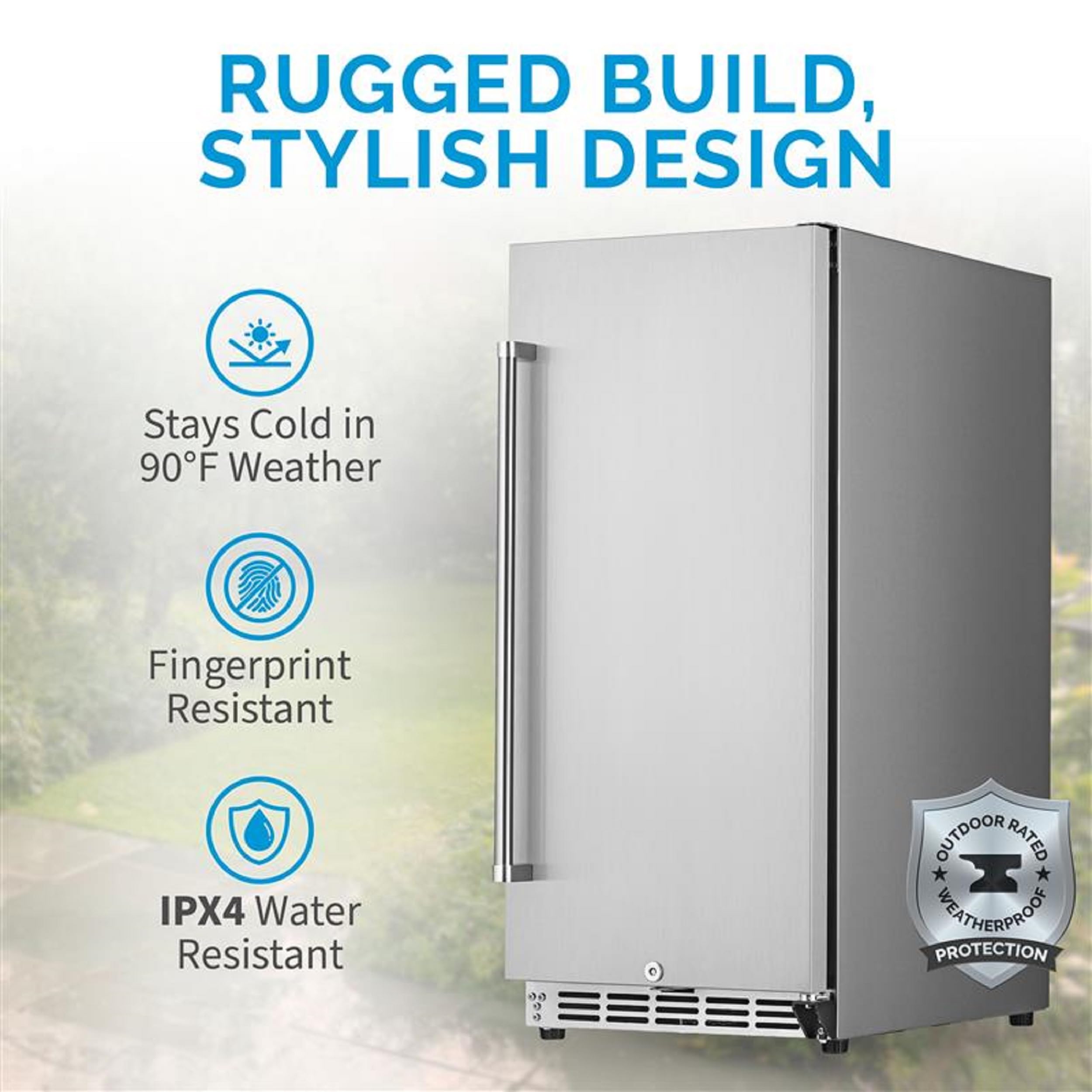 NewAir 15" Commercial Built-In Or Under Counter Refrigerator | 3.2 Cu. Ft. Weatherproof Outdoor Fridge For Patio, Indoor & Commercial Use | Stainless Steel on Fridge.com - View 2