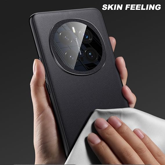 Magnetic Case for Honor Magic 7 Pro/7, Slim Luxury Leather Cover Full Lens Protection Wireless Charging Business Phone Case Cover,Black,7