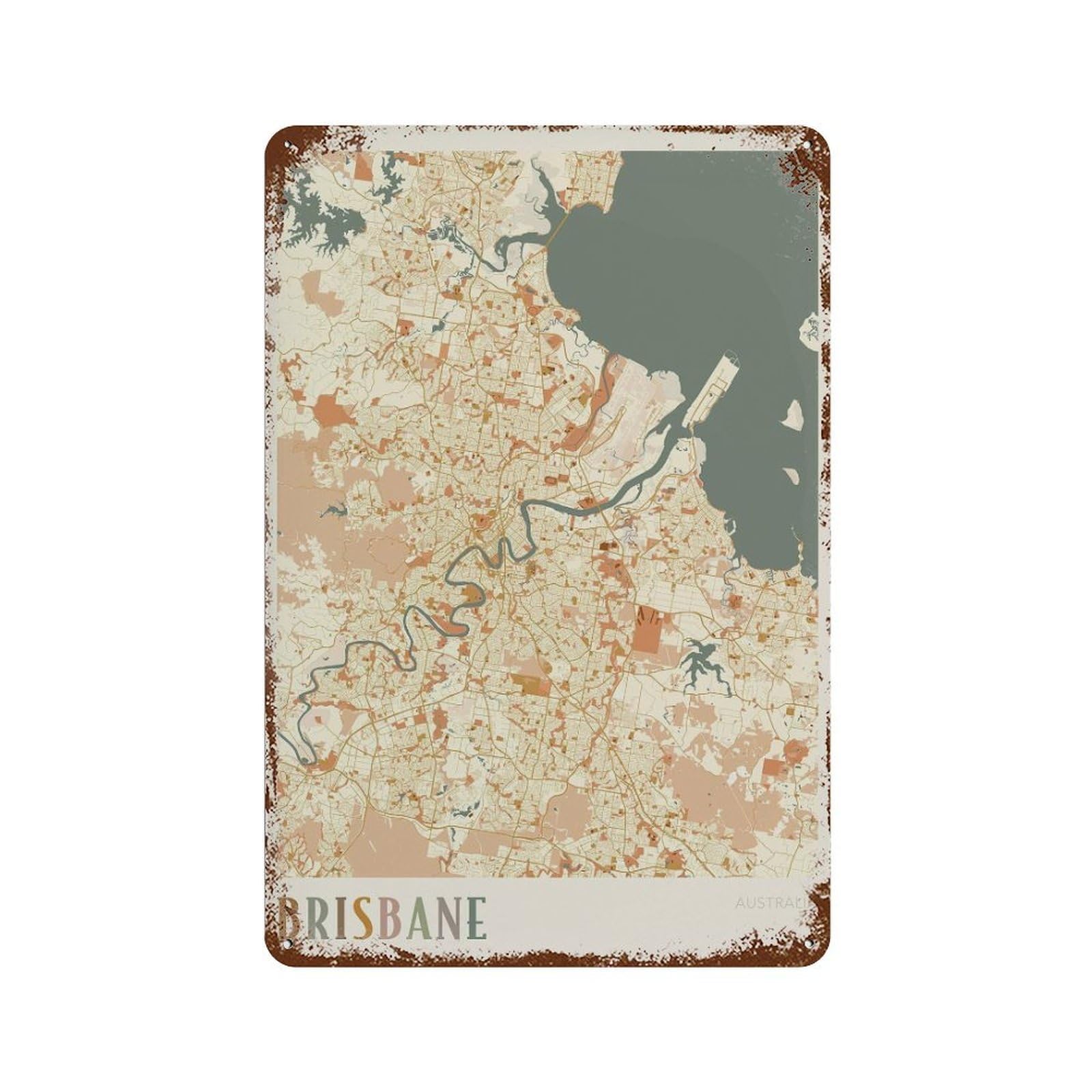 xiaoxiaoshen Brisbane Map Australia Boho (2) Wall Decor Art Metal Tin Poster Modern Home Decor Art Home Bar Shop Decorations Vintage Sign 30x20cm