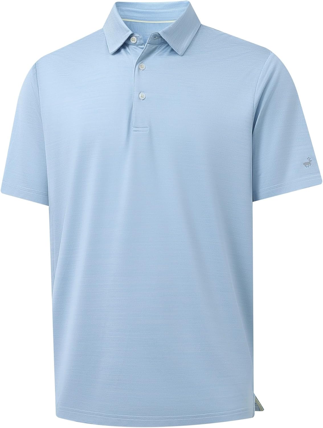 Rouen Polo Shirts for Men Dry Fit Performance Moisture Wicking Casual Jacquard Heather Collared Mens Golf Shirts Short Sleeve Light Blue Heather Medium