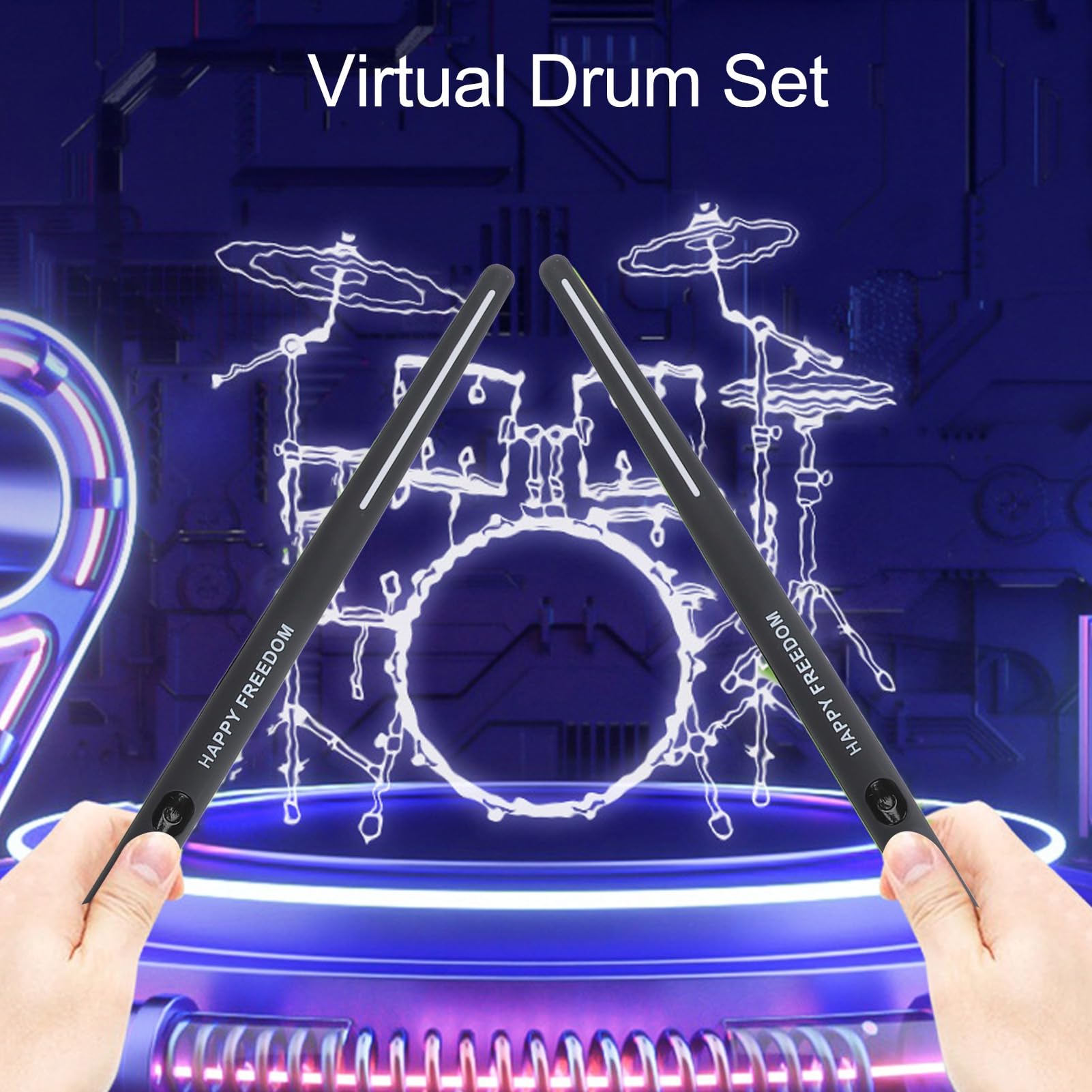 Set di Batteria per realtà Virtuale, Kit di Batteria Ad Aria, Set di Batteria Elettrica per Bambini Adolescenti Adulti, Set di Batteria Elettronica Portatile, Regali di