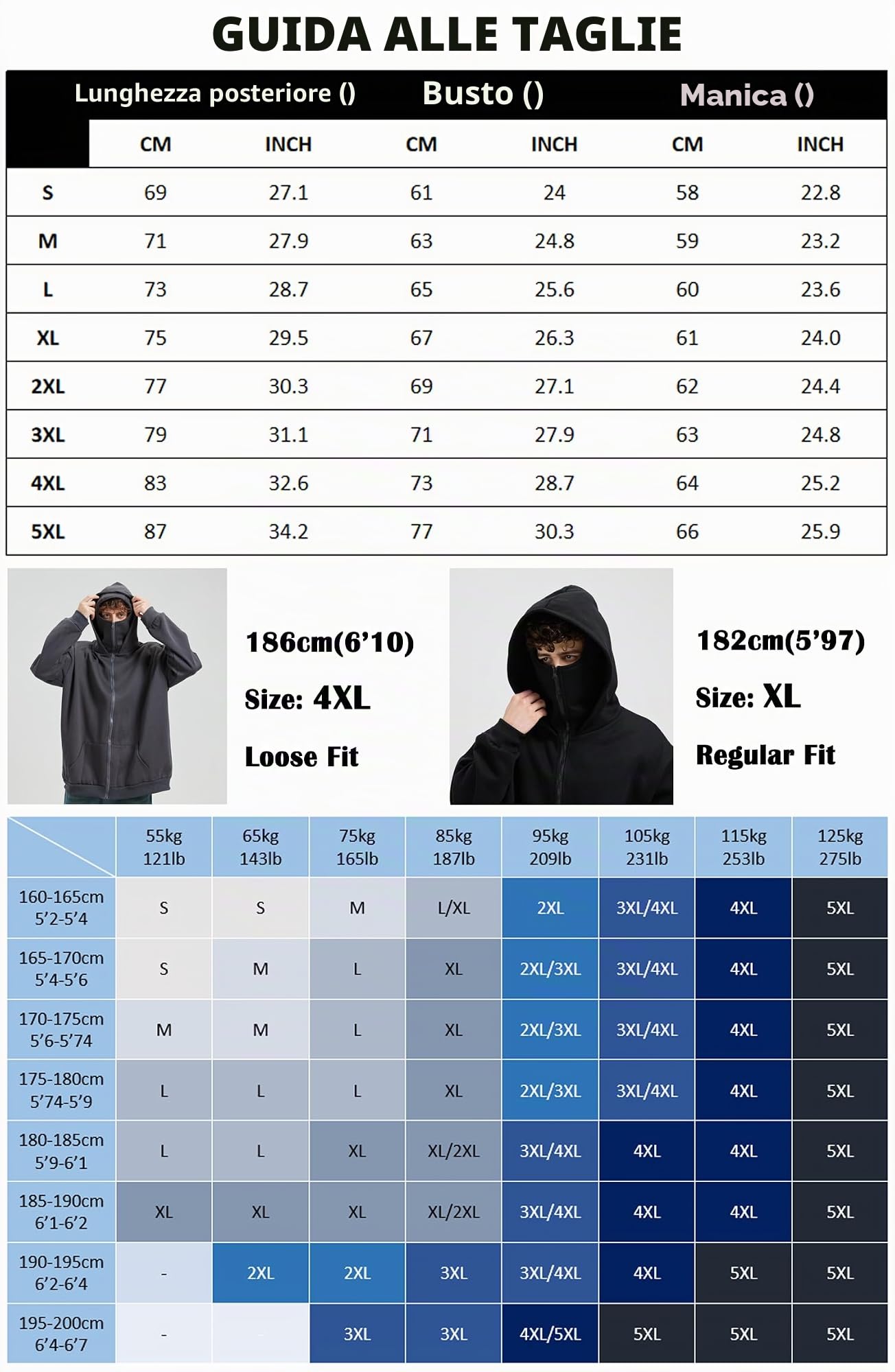 Felpa Uomo con Zip Invernale Passamontagna Giacca Hip Hop Stile Comoda Felpe con Cappuccio Pile Balaclava Hoodies Autunno Moda Manica Lunga Sweatshirt