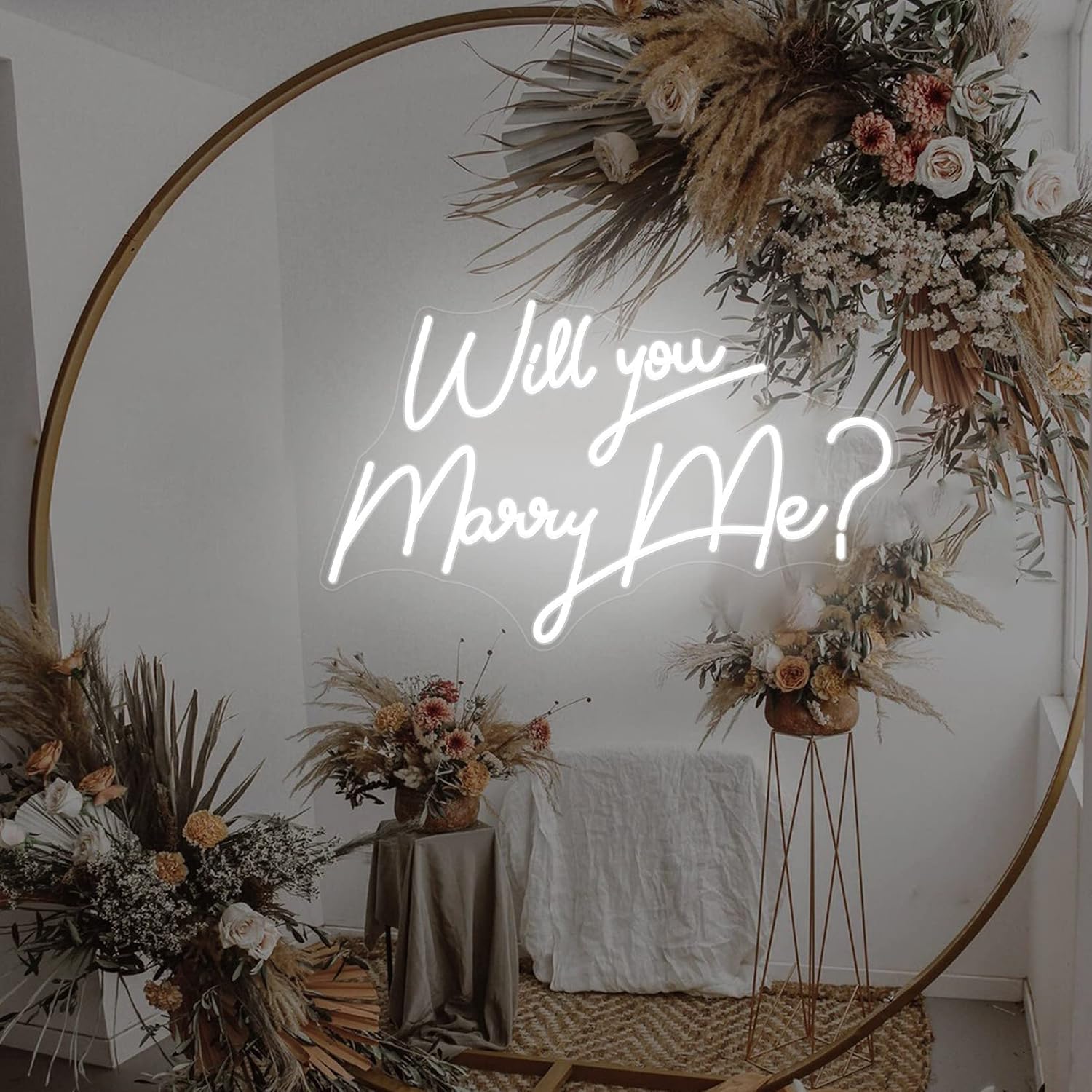IbayNawi LED Neon Sign Lights - Will You Marry Me Signs for Engagement Party Decor Bridal Proposal Wedding Decorations Get Married Bachelorette Party Wall Decoration